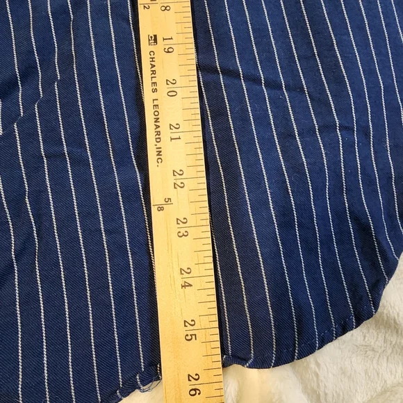 LOFT Navy Blue Striped Button Down Shirt - Picture 5 of 5